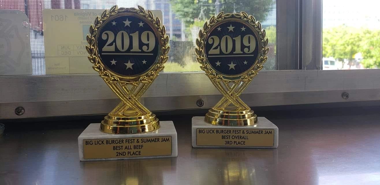 Gold trophy awards from Big Lick Burger Fest 2019